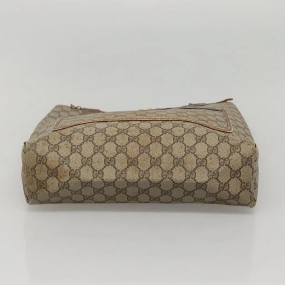 GUCCI GG Supreme Web Sherry Line Tote Bag PVC Beige Green Red Auth 117760 - Picture 7 of 16
